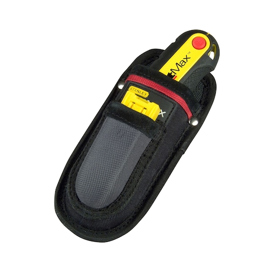 STANLEY 0-10-028 utility knife in black nylon holster, front view on white background