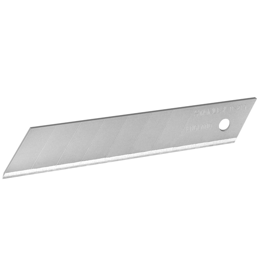 STANLEY 0-11-219 utility blade, silver, straight angle, shown on white background.