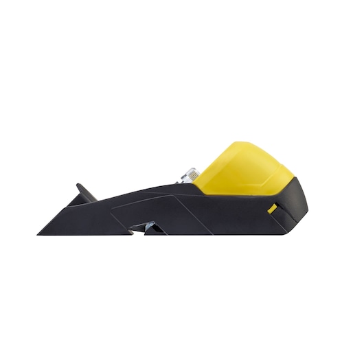 STANLEY 0-12-105 block plane, yellow and black, side view, woodworking hand tool, photography.