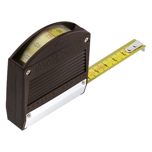 STANLEY 0-32-125 tape measure with black casing, yellow blade, side view on white background.