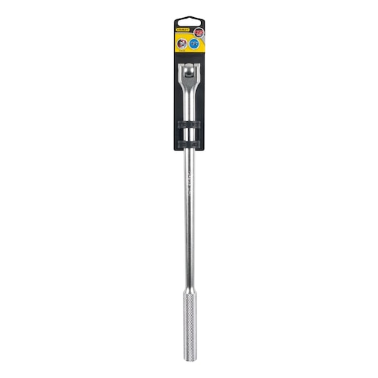 STANLEY 0-72-428 breaker bar, silver metal, textured handle, front view on white background.