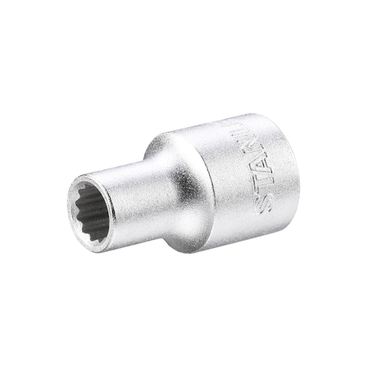 STANLEY 1-17-052 silver spline socket, product photography, angled view on white background.