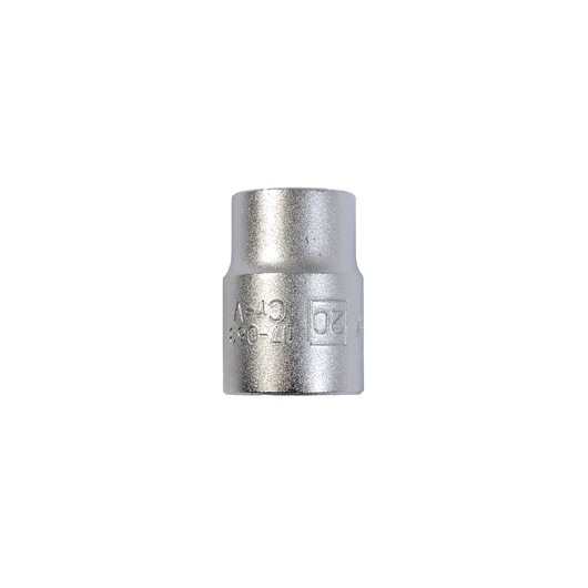 STANLEY 1-17-063 chrome socket, cylindrical shape, front view on white background, photography.