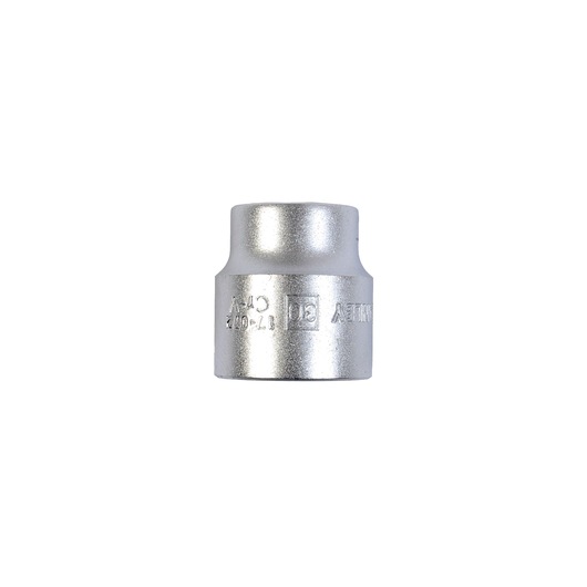 STANLEY 1-17-072 chrome socket, cylindrical hand tool accessory, front angle on white background.