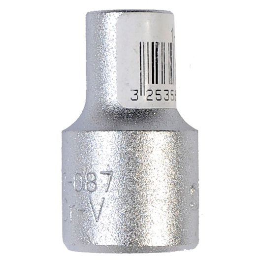 STANLEY 1-17-087 socket, silver finish, photography, front view on white background.