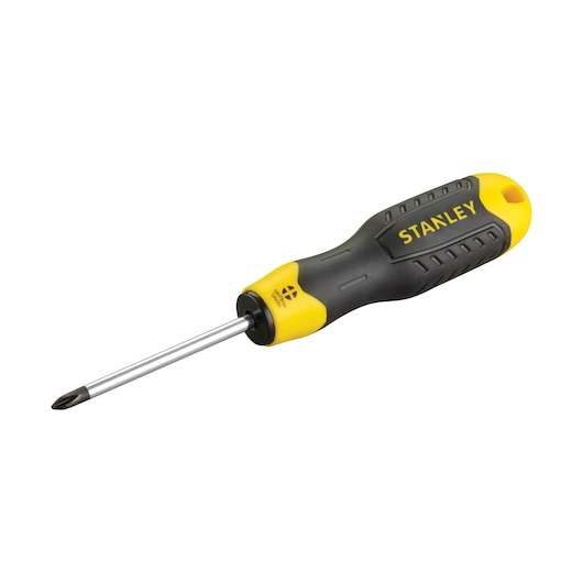 Stanley Phillips screwdriver with black and yellow handle and metal shaft.