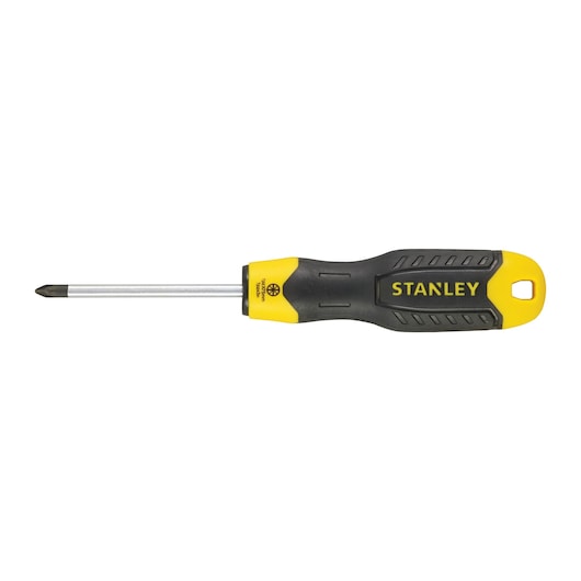 Photo of STANLEY 1-64-955 Phillips screwdriver with black and yellow handle, product shown from side on white background.