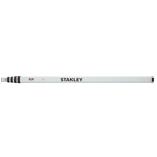 STANLEY 1-77-161 leveling staff in photography category, white bar with black markings, side view.
