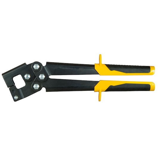 STANLEY 15-273 black and yellow bolt cutter with ergonomic handles, side view on white background.