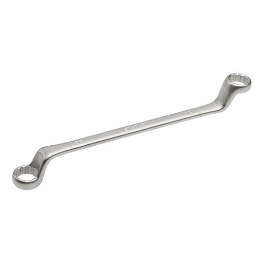 STANLEY 4-87-809 double box-end wrench, silver finish, tool category, angled side view photo.