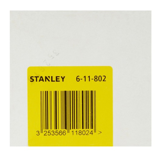 Photo of STANLEY 6-11-802 yellow barcode label on white background, product category: photography.