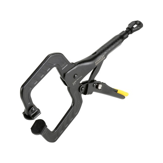Stanley FMHT0-74892 11-inch clamp tool with trigger handle for holding materials securely.