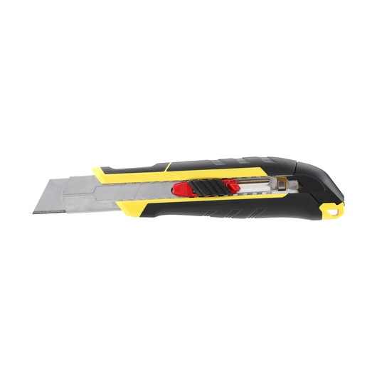 STANLEY FMHT10339-0 utility knife, black and yellow, side angle on white background.