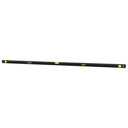STANLEY FMHT42562-1 black spirit level with yellow accents, side angle on white background.