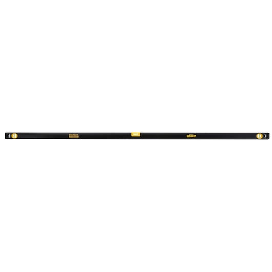 STANLEY FMHT42562-1 spirit level, black with yellow accents, straight-on view, hand tool photography.