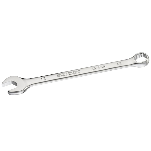 Photo of STANLEY FMMT13035-0 combination wrench, chrome finish, on white background.