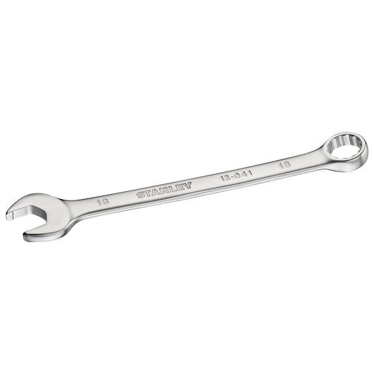 Photo of STANLEY FMMT13041-0 combination wrench, silver finish, angled on white background.