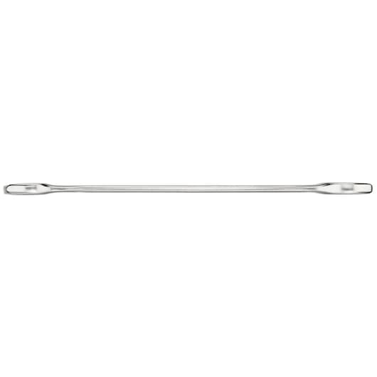 STANLEY FMMT13066-0 double ended flat pry bar, silver metal, side view on white background.