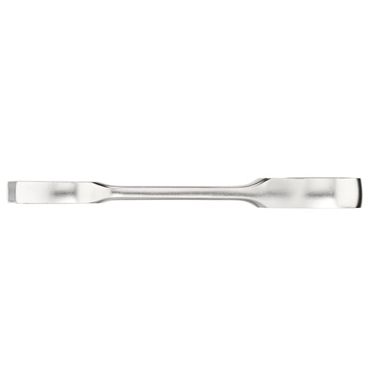 STANLEY FMMT13115-0 double-ended flat pry bar, silver metal, photography, side view on white background.