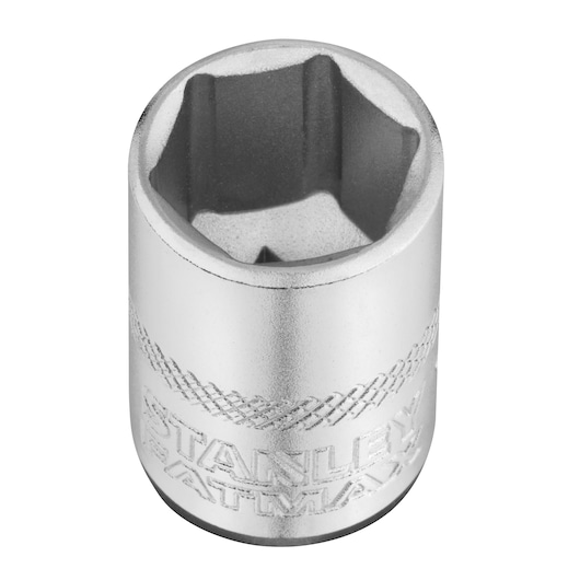Photo of STANLEY socket, SKU FMMT17198-0, chrome finish, photographed at angle on white background.