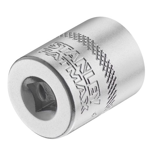 STANLEY FMMT17207-0 chrome socket tool, close-up angle, knurled grip and etched branding.