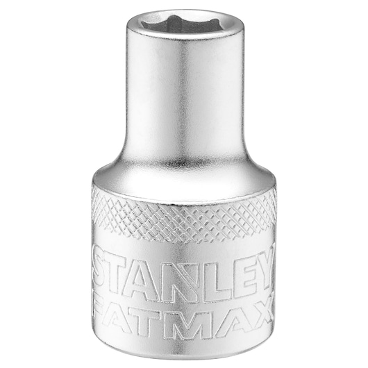STANLEY FMMT17228-0 chrome socket with knurled grip, FATMAX branding, front angle on white background.