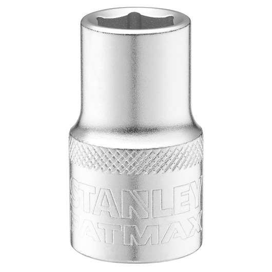STANLEY FMMT17231-0 chrome socket with knurled grip, FATMAX branding, front angle, white background.