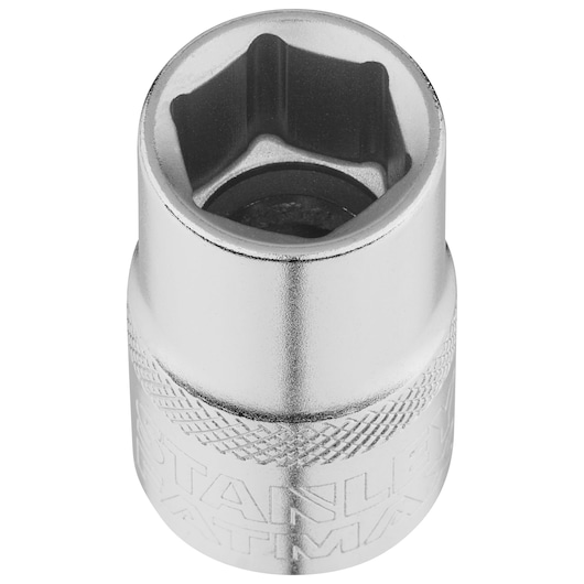 STANLEY FMMT17234-0 chrome hex socket, front angle on white background.