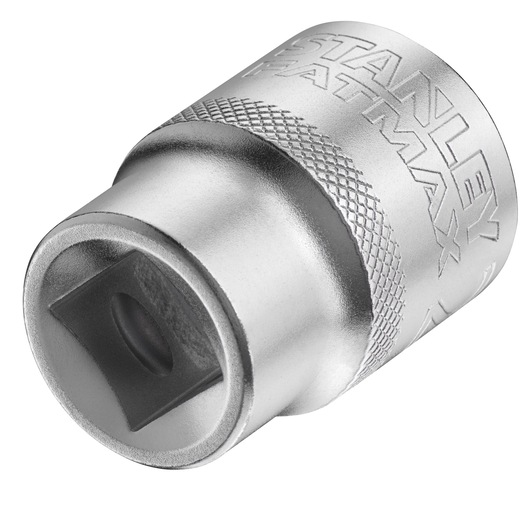 STANLEY FMMT17240-0 silver socket tool, knurled grip, angled close-up photo on white background.