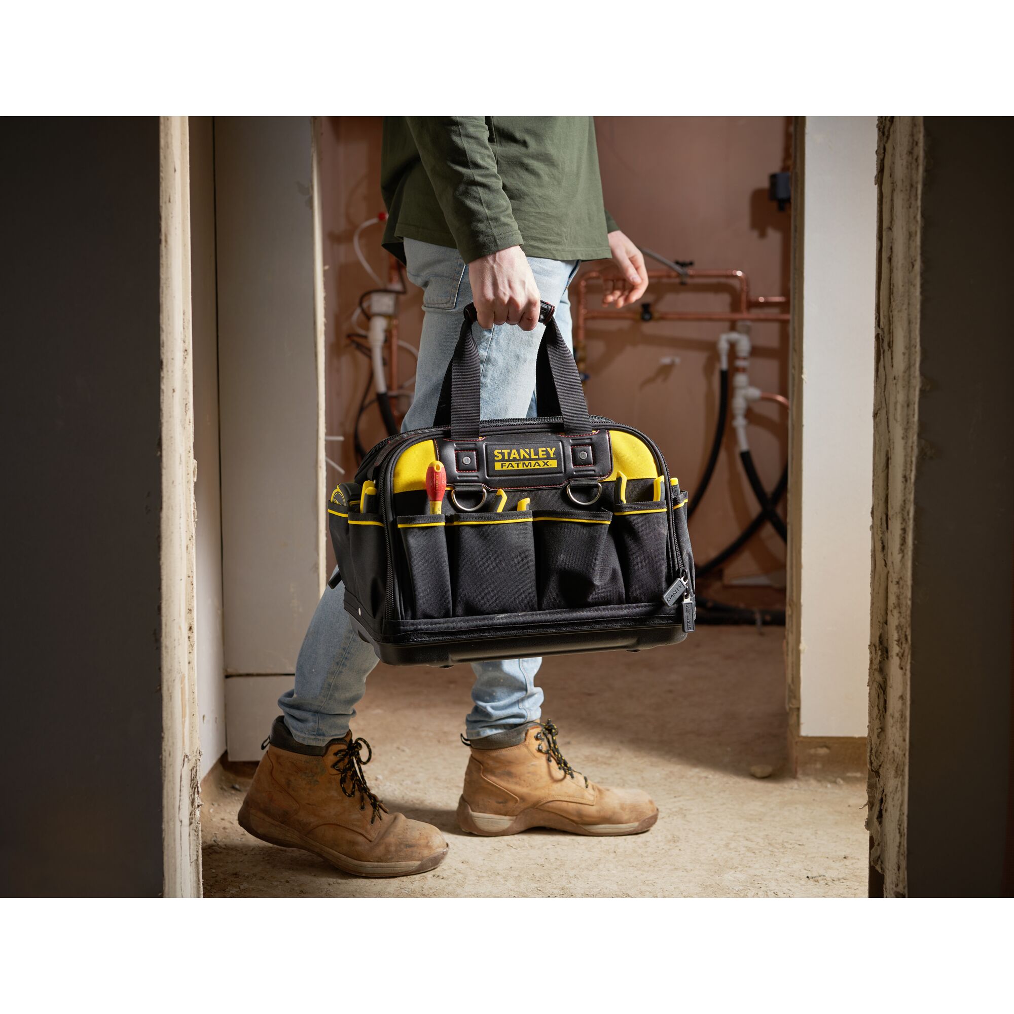 STANLEY 93-222 252mm/10'' Multipurpose Tools Storage Water Proof Nylon Bag  (Yellow-Black) : Amazon.in: Home Improvement