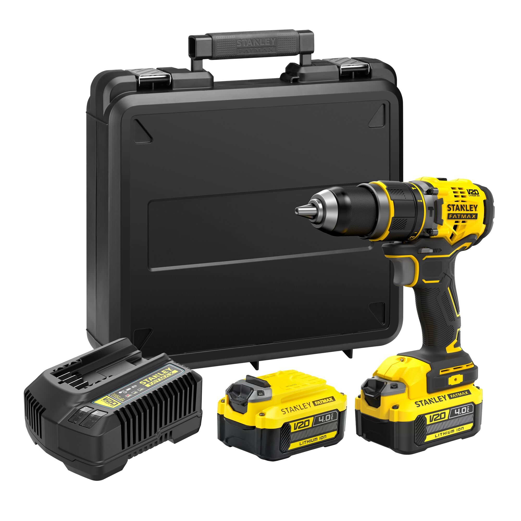 18V STANLEY FATMAX V20 Cordless Brushless Hammer Drill with 2 x