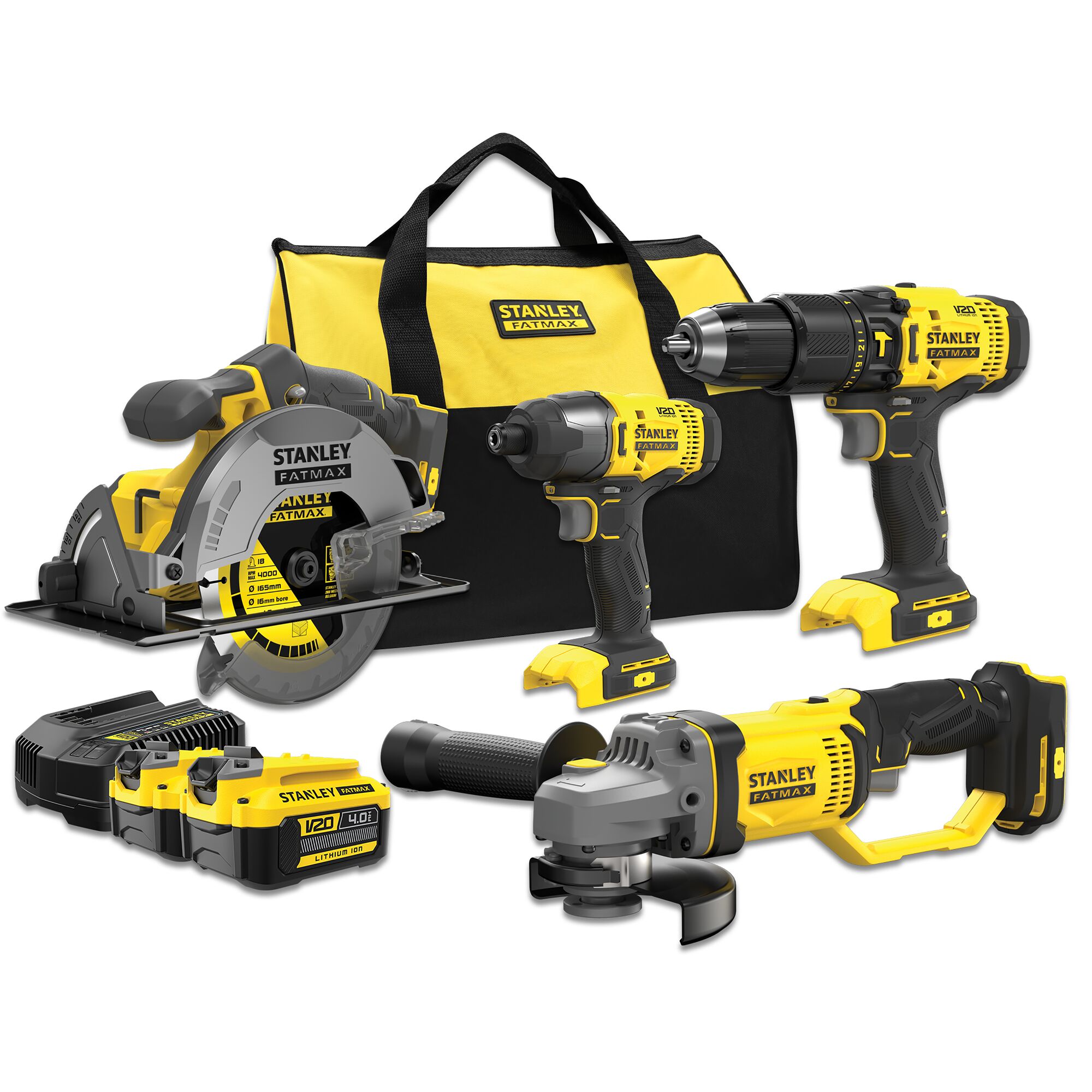 18V STANLEY FATMAX V20 Cordless 4 Piece Combo Kit with 2 x 4.0Ah