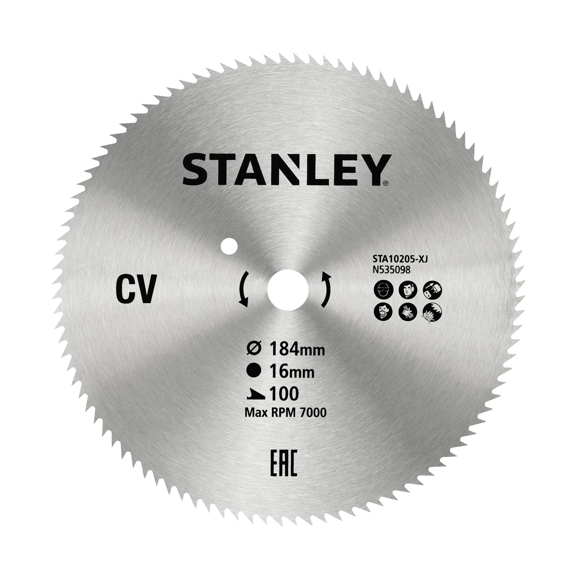 STANLEY Fine Cross Cutting Circular Saw Blade Steel 184 x 16mm x