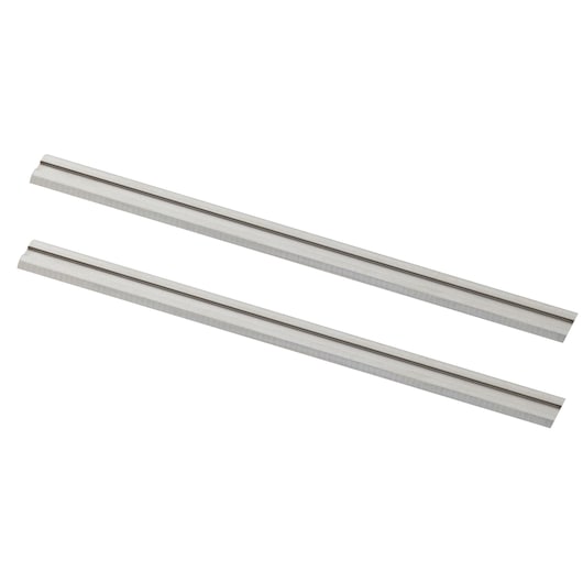 Photo of STANLEY STA24192 planer blades, silver, set of two, shown on white background.