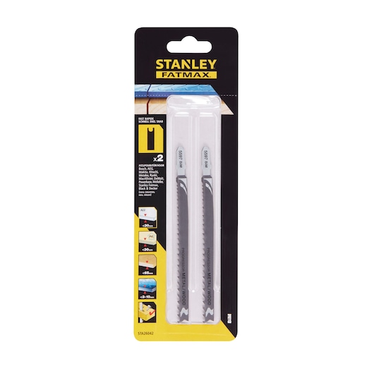 STANLEY STA26042 jigsaw blade pack, FATMAX branding, front view on white background.