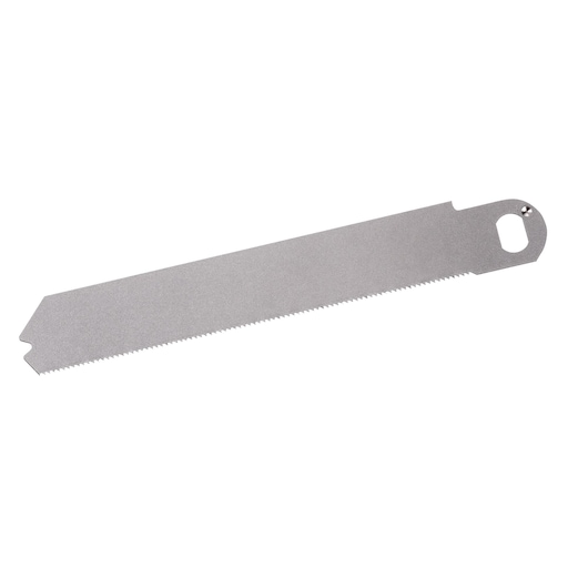 STANLEY STA29981 saw blade, silver color, product photography, top view on white background.