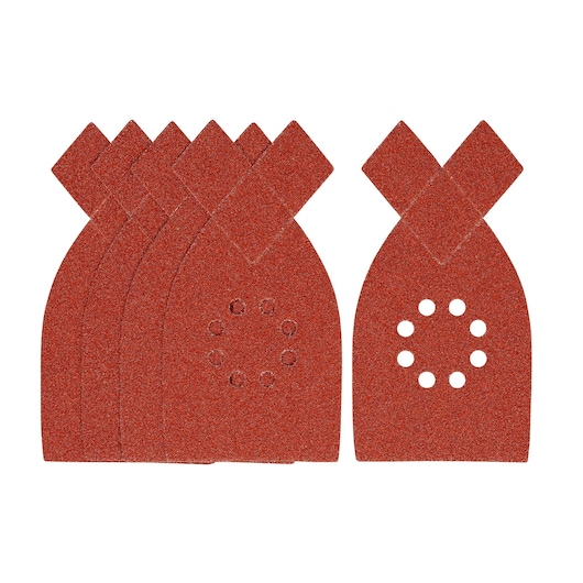 Stanley STA31437 sanding sheets set, red, photo of front view on white background.