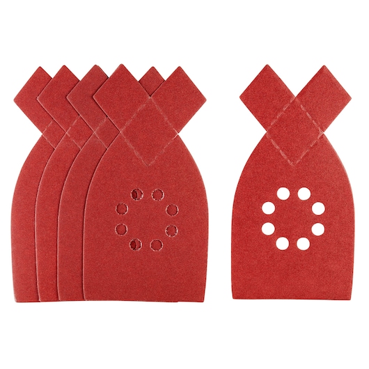 STANLEY STA31457 sanding sheets set, red, photographed from front on white background.