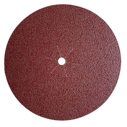 STANLEY STA32006 abrasive sanding disc, photography of red textured round disc, front angle, white background.