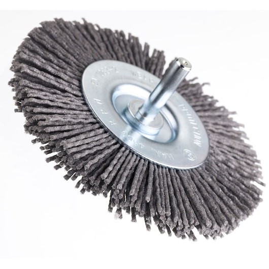 STANLEY STA32152 abrasive wheel brush product photo, angled view on white background.