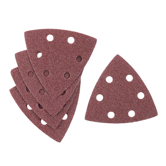 STANLEY STA32367 triangular sanding sheets set, brown, front angle on white background.