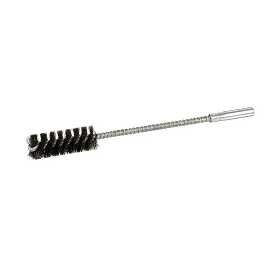 Metal cleaning brush with twisted wire handle and bristles for detailed cleaning tasks.