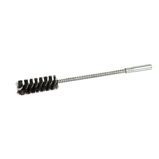 Metal cleaning brush with twisted wire handle and bristles for detailed cleaning tasks.