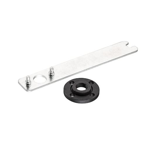 STANLEY STA37065 grinder flange set and pin spanner wrench, photography on white background.