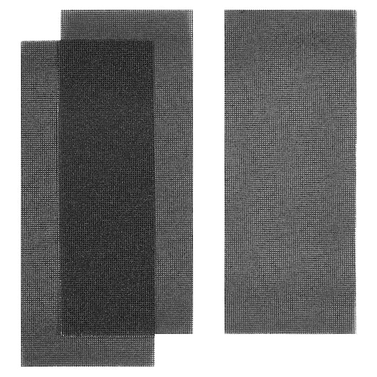 STANLEY STA39002 abrasive mesh sanding sheets set, black, shown from above on white background.