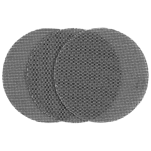 STANLEY STA39227 round mesh sanding discs set, black, photo from above with white background.