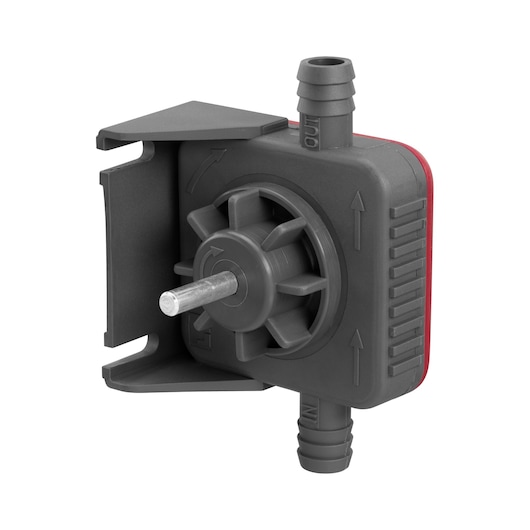 STANLEY STA40200-XJ dark grey water pump attachment, angled product photo on white background.