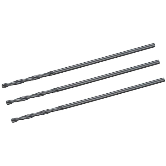 STANLEY STA50000 photography of three metal drill bits, side angle, on white background.