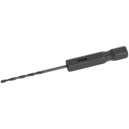 Photo of STANLEY STA50003 drill bit with hex shank, black metal, side angle on white background.
