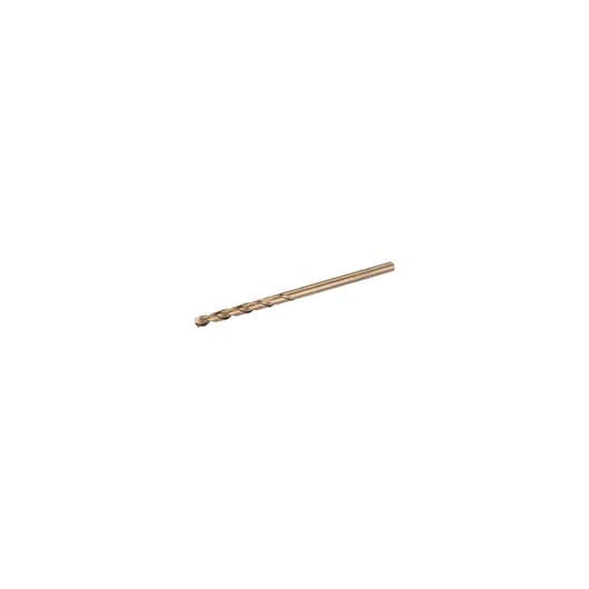 STANLEY STA50082 straight angle photo of metal twist drill bit, gold color, on white background.